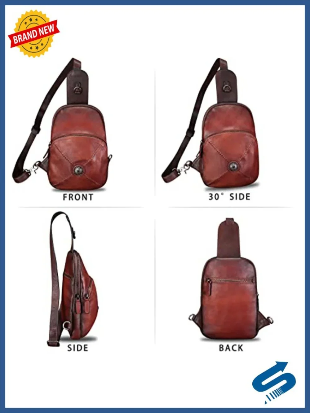 Genuine Leather Sling Bag Retro Crossbody Backpack Purse